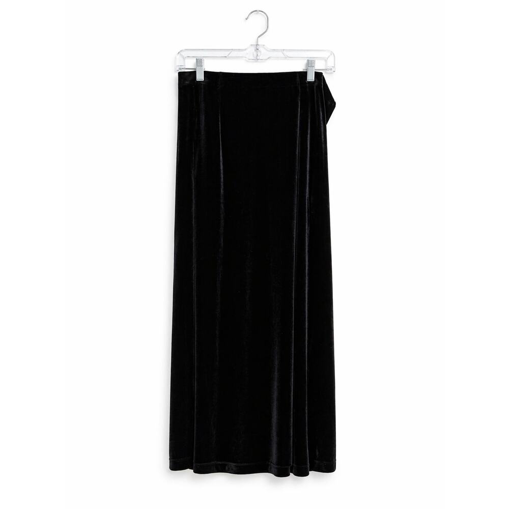 Black Velvet Full Length Maxi Skirt Size M Side Slit Indie Whimsigoth Witchy Y2K